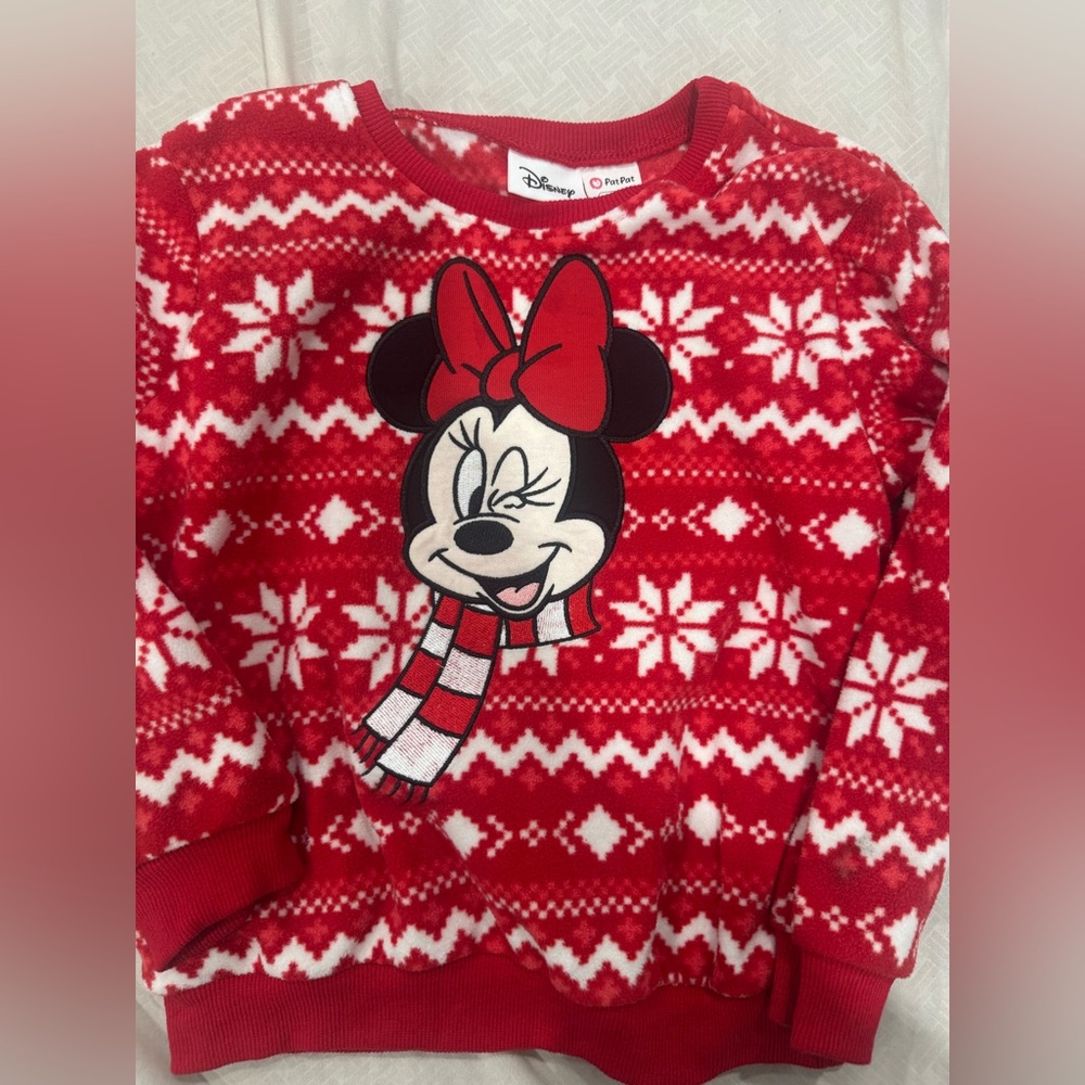 Disney Red and White Minnie Mouse Snowflake Sweater